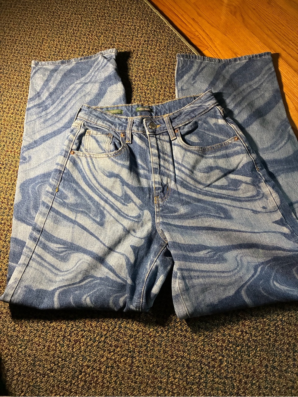 Blue Marble-Print ladies  Jeans